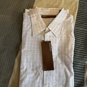 Men's PERRY ELLIS Light Blue / White Plaid Cotton Shirt XXL NWT NEW NiCe!